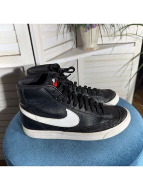 Nike Blazer Mid 77 Vintage Big Kids Black Leather Sneakers Size 6 Youth